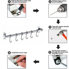 Plantex Anti Rust 304 Grade Stainless Steel Hook Hanger Rail/Clothes Hanger for Wall/Hook Rail for Bathroom and Kitchen (Silver)-2