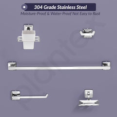 Plantex Decan 304 Grade Stainless Steel Towel Rod for Bathroom/Soap Holder/Napkin Ring/Tumbler Holder/Robe Hook/Bathroom Accessories - Chrome-4