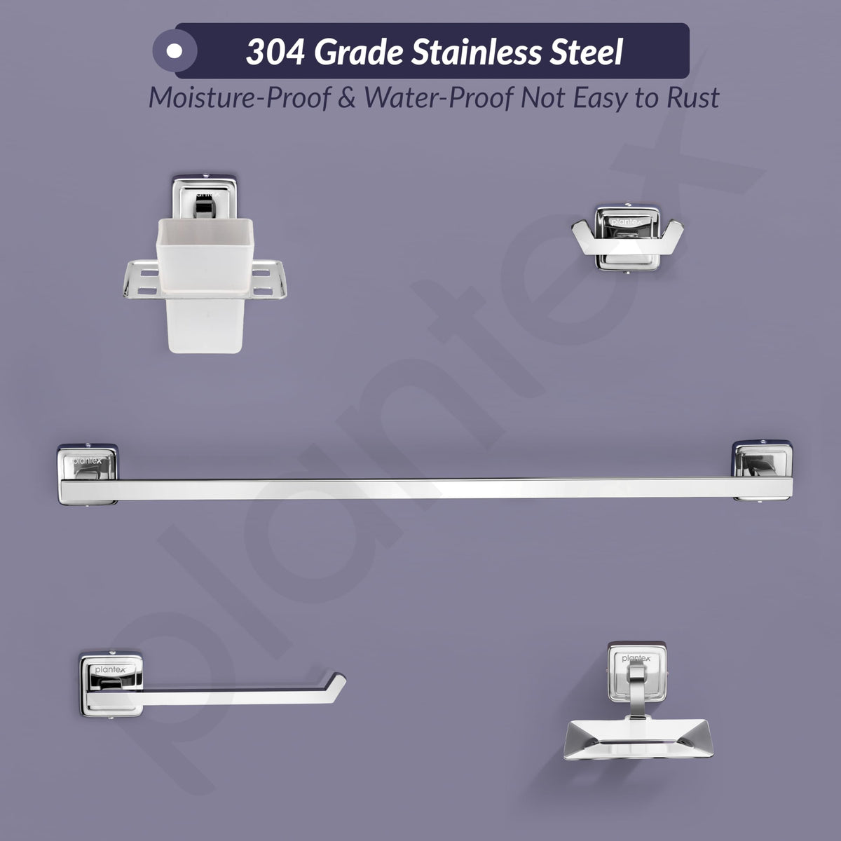 Plantex Decan 304 Grade Stainless Steel Towel Rod for Bathroom/Soap Holder/Napkin Ring/Tumbler Holder/Robe Hook/Bathroom Accessories - Chrome-4