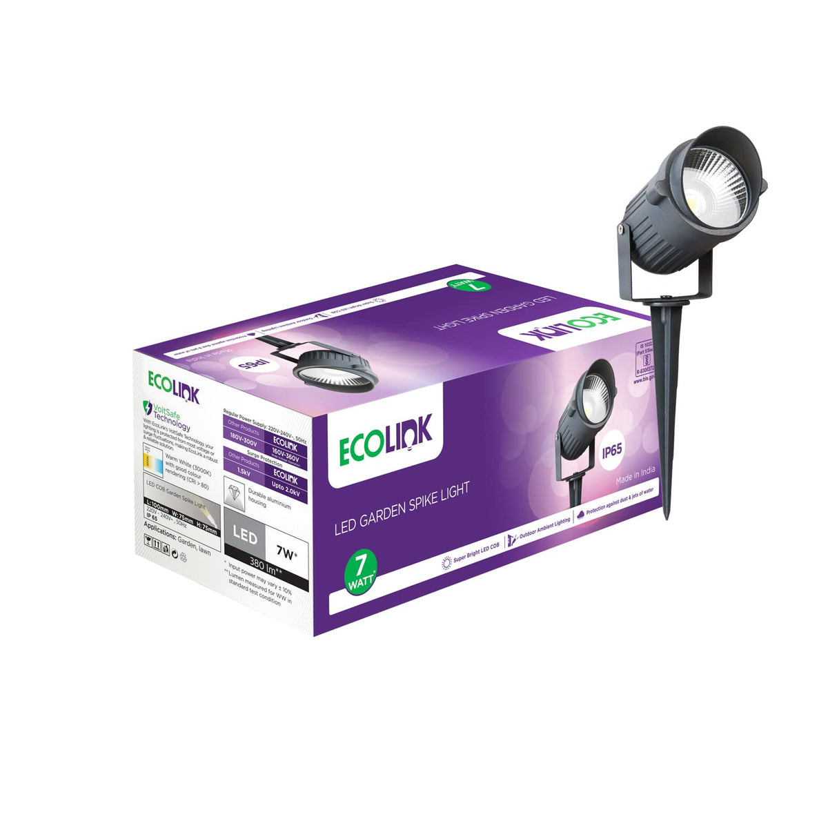 Philips EcoLink 7-Watt Garden Spike 3000K IP65 (Pack of 1), White, Standard