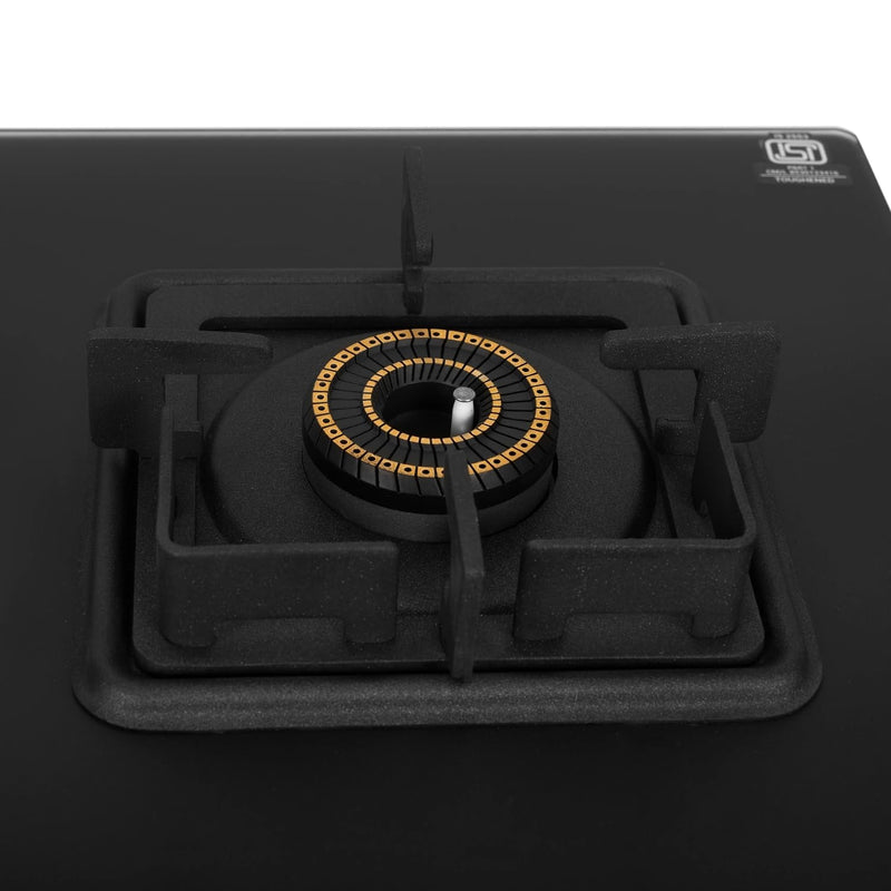 Faber 2 Burner 70Cm Cooktop |Auto Ignition| |Metal Knobs| MS Diamond coated Pan Support | Matt Black Glass Finish |5 Yrs