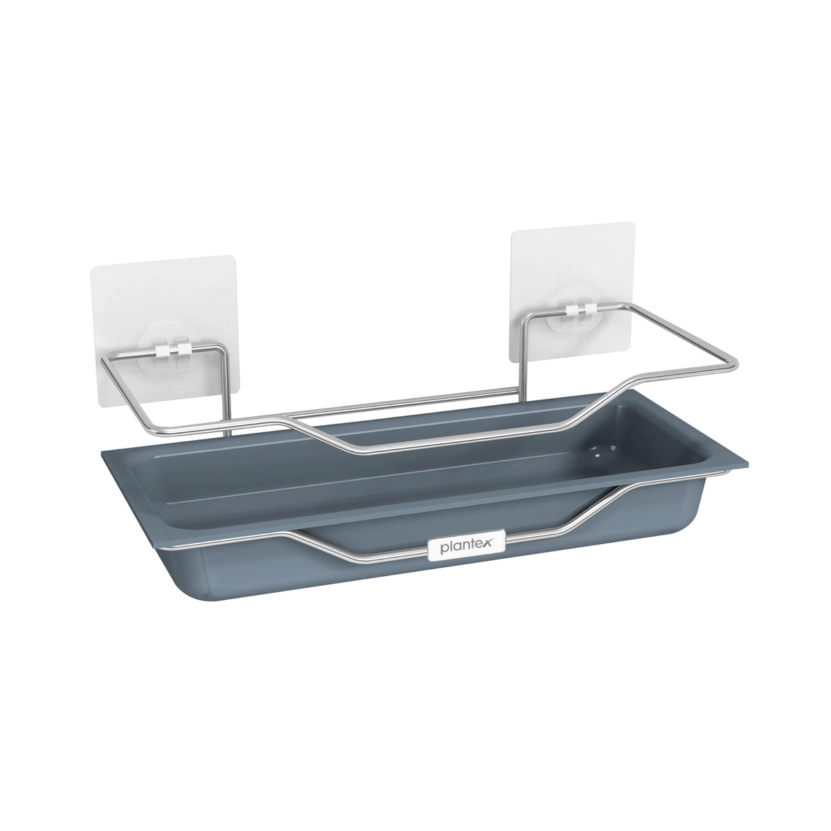Plantex ABS Plastic Self Adhesive Bathroom Shelf/Adhesive Shelf for Kitchen/Multipurpose Stainless Steel Wire Shelf/Bathroom Organiser (Silver & Grey)-4