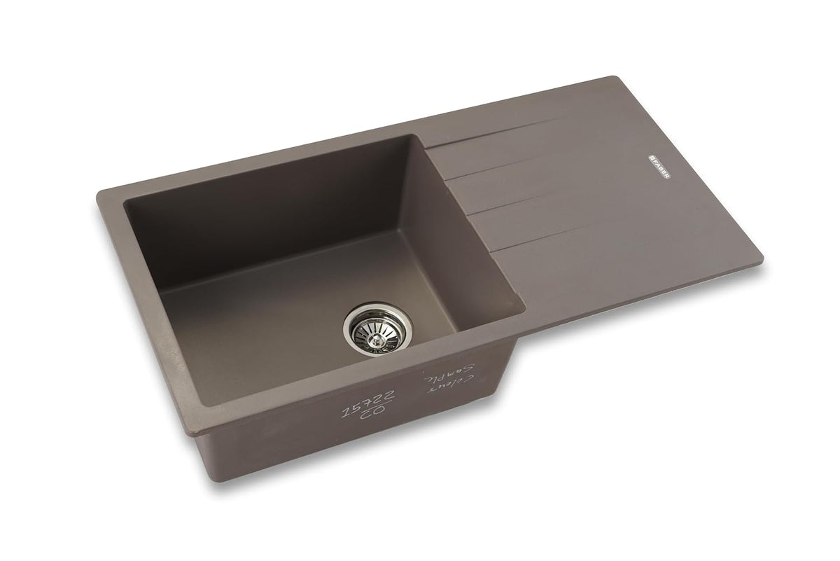 Faber Verona Ingranite36"X18"Single Bowl Sink with Drainboard &Plumbing Kit|25Yrs Warranty|Silent,Scratch,Dent & Heat Re