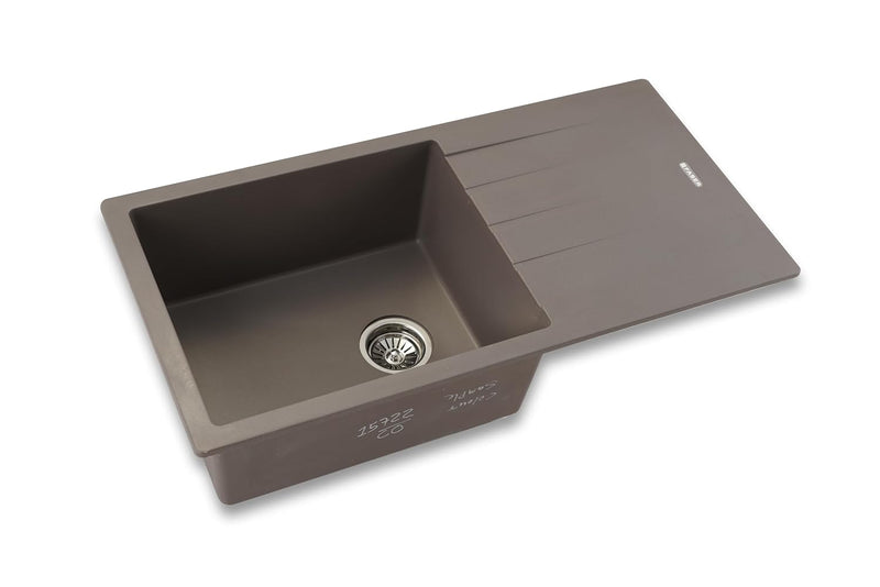 Faber Verona Ingranite36"X18"Single Bowl Sink with Drainboard &Plumbing Kit|25Yrs Warranty|Silent,Scratch,Dent & Heat Re