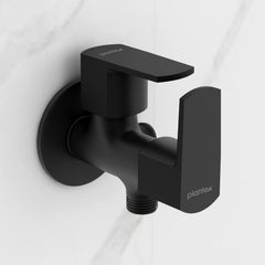Plantex Angle Valve 2 in 1 with Brass Spindle/Two Way Angle Cock Tap with Wall Flange & Teflon Tape/Anglular Tap for Bathroom- Pack of 1 (Saga, Black)-1