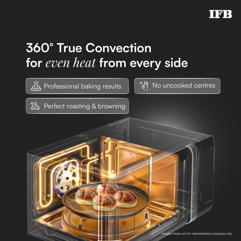 IFB 20L Convection Microwave Oven, 24 Auto Cook Menus (20SC2, Metalic Silver, Auto Defrost, Combi-Cook Mode, 10 Power Le