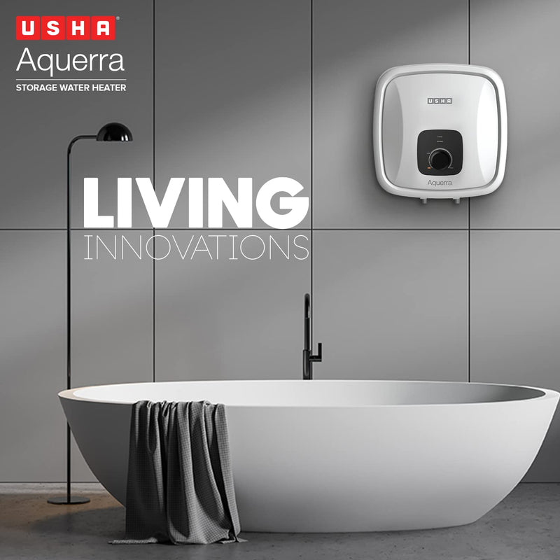 Usha Aquerra 10 Litre 5 Star Storage Water Heater (White), Wall Mounting