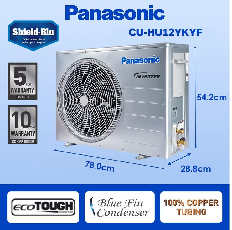 Panasonic 1 Ton 5 Star Wi-Fi Inverter Split Air Conditioner (Copper, Shield Blu Anti-Corrosion Technology, Nanoe-X Air Purification, Cs/Cu-Hu12Ykyf, White)