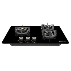 Faber 70Cm 4 Burner Hybrid Hob/Cooktop|Auto Ignition|Brass Burner|Cast Iron Pan Support|Glass Matt Finish|Metal Knob|1 Y