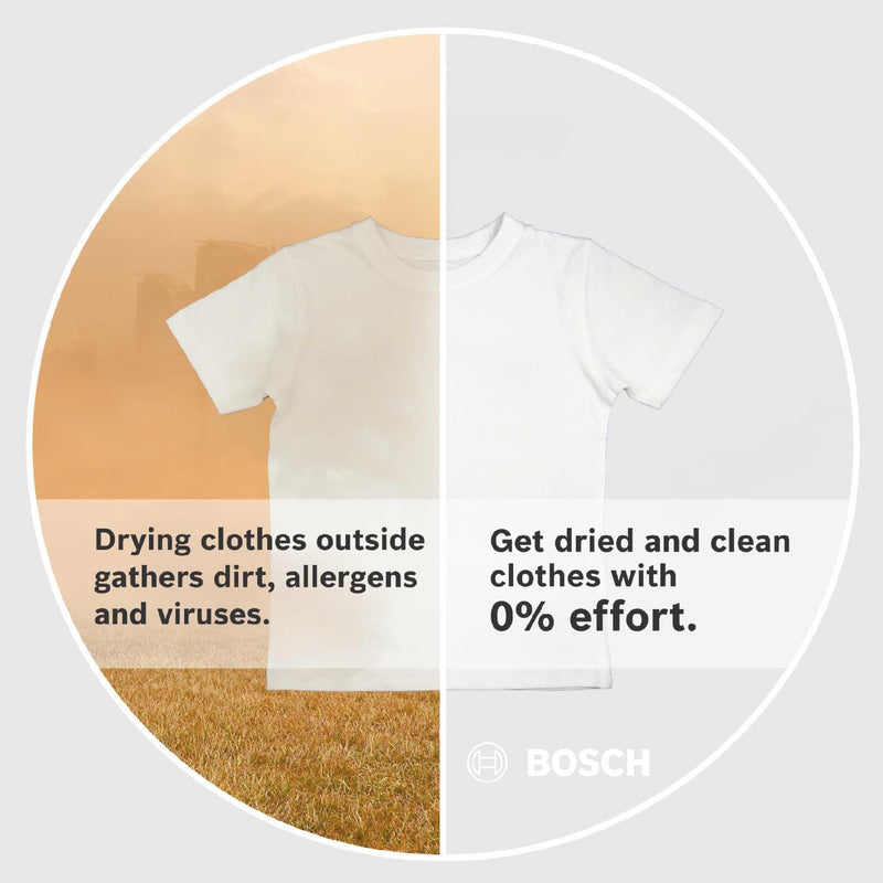 Bosch 8 kg Fully Automatic Front Load Condenser Tumble Dryer (WPG23108IN, 5 Drying Options, 14 Programs, Allergy Plus, 100% Drying with 0% Effort, Inbuilt Heater, Silver)