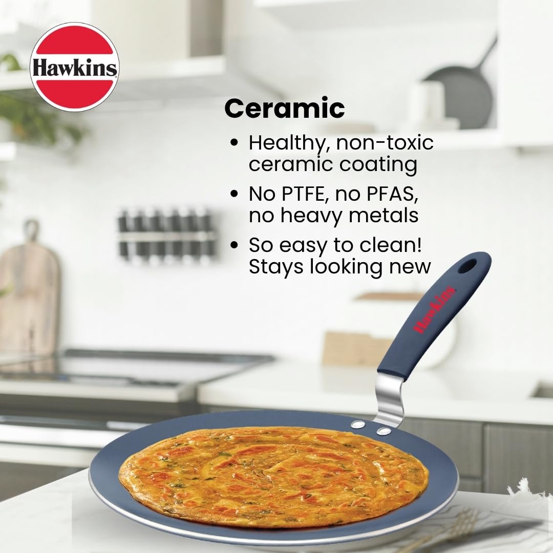 Hawkins Ceramic Nonstick Tava, 26 cm Diameter, Induction Paratha Tawa, Granite Griddle (ICT26)