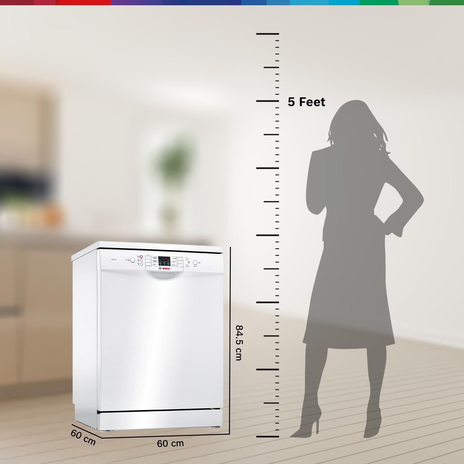 Bosch 13 Place Setting Dishwasher with Intensive Kadhai Program, No Pre-Rinse, 70⁰ Hot water wash, Half Load Option & Extra Cutlery Box - (SMS66GW01I, White, Glass Protection Technology)