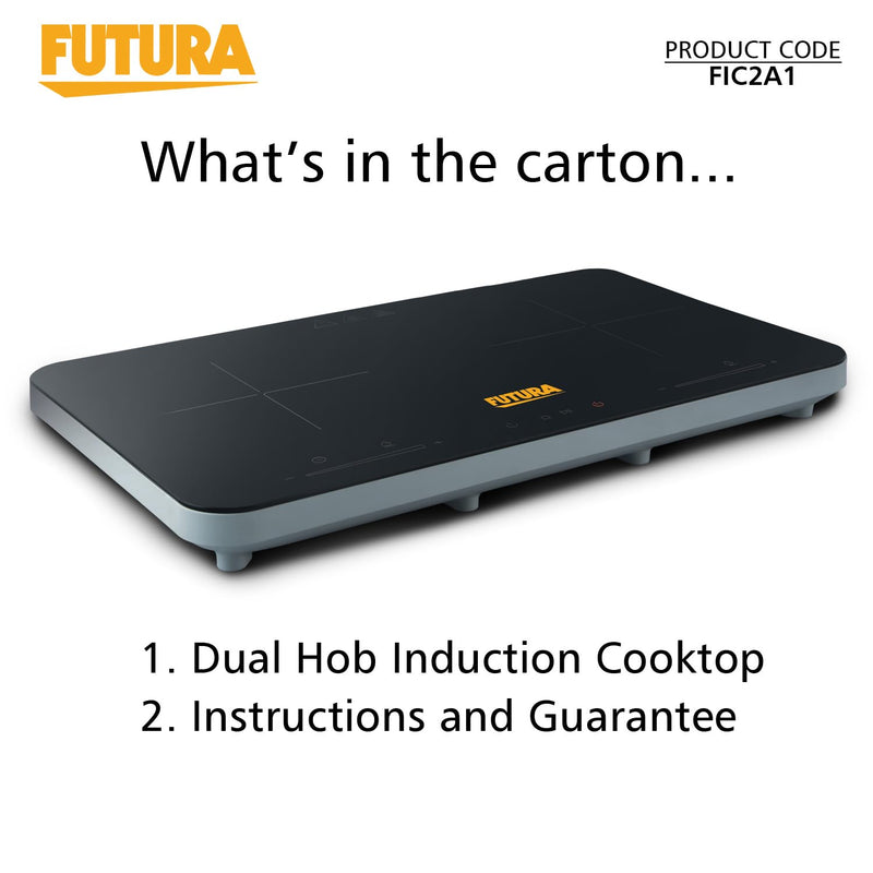 Hawkins Futura Dual Hob Induction Cooktop, 3600-W, Auto Cut-off, Child Lock, Intelligent Boil-Dry Protection, 20 Power Settings, Black (FIC2A1)