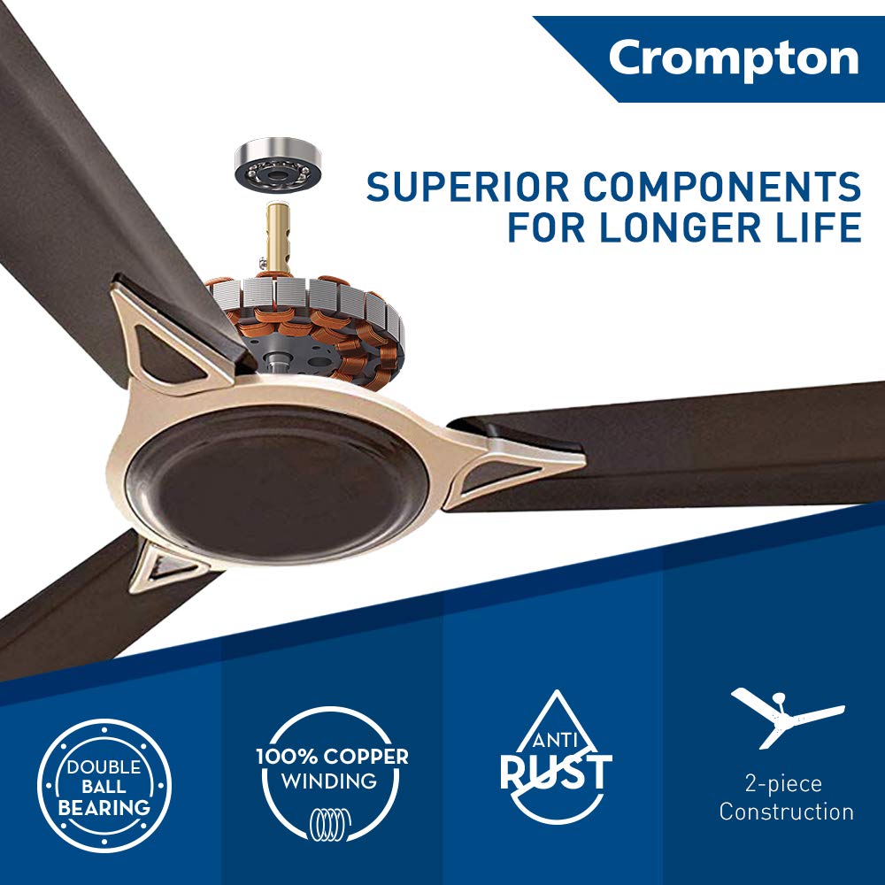 Crompton Avancer Prime 1200 mm (48 inch) Decorative Ceiling Fan with Anti Dust Technology (Bakers Brown)