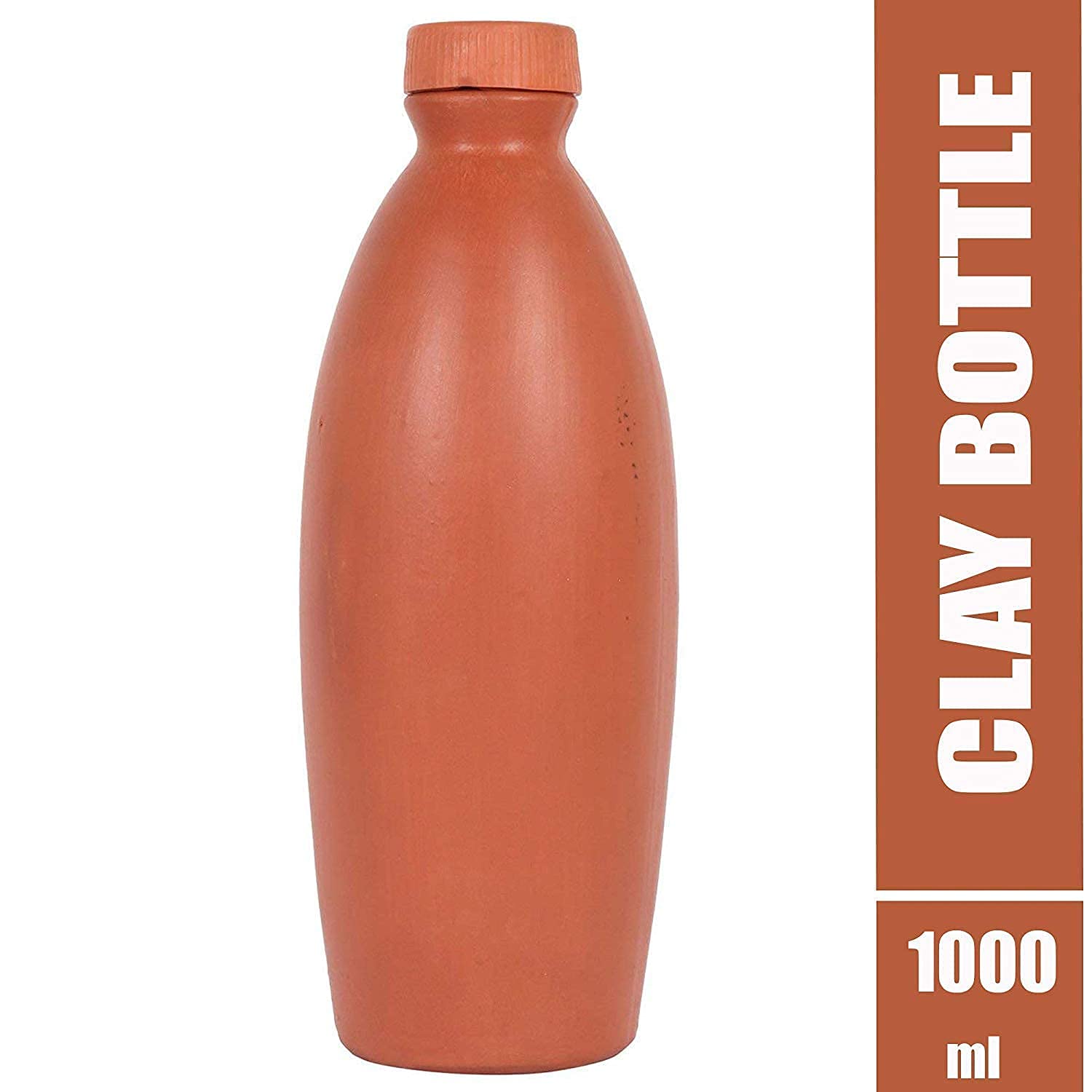 Bindian Handcrafted Terracotta Water Bottle, Natural Clay Mitti Bottle with pH Balancing, Mineral Rich Calcium Magnesium, Plastic-Free Traditional Surahi