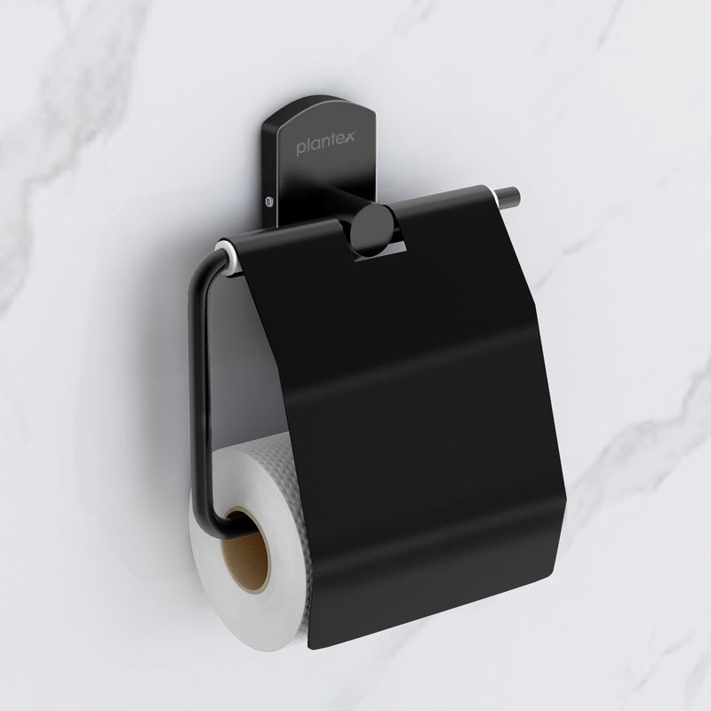 Plantex 304 Grade Stainless Steel Toilet Paper Holder for Washroom/Tissue Paper Roll Holder/Bathroom Accessories - Parv (Black)-1