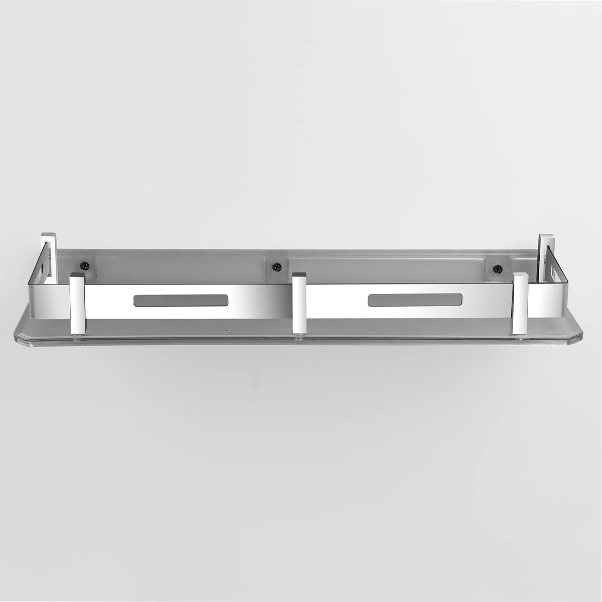 Plantex Unbreakable Plastic Bathroom Shelf for Wall/Kitchen Wall Shelf with Stainless Steel Railing/Living Room Multipurpose Wall Mounted Shelf (Transparent)-3