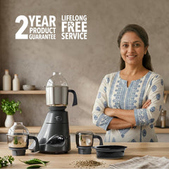 Preethi Blue Leaf Diamond Mixer Grinder, 750 Watt 3 Jars + Flexi Lid, Black