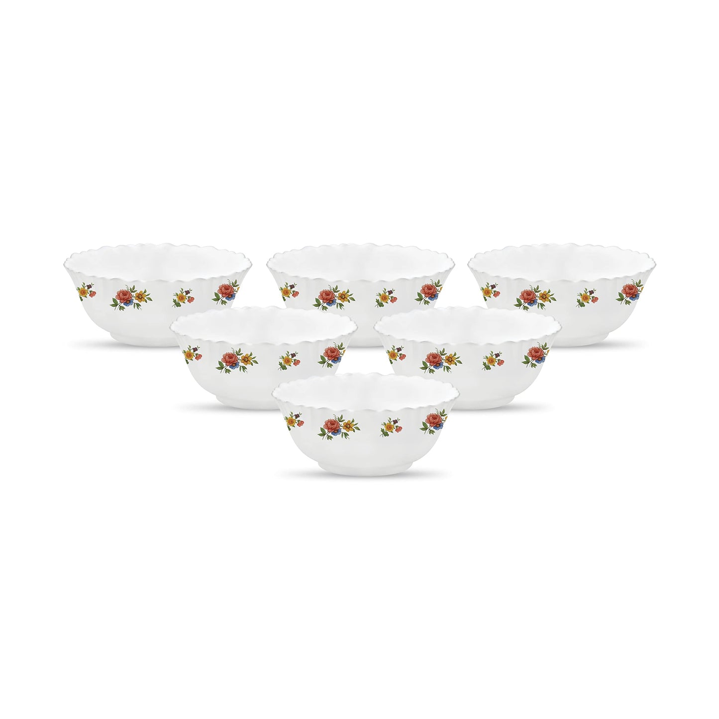 La Opala, Novo Collection, Opal Glass Vegetable Bowl Set 6 pcs, Tender Trio, White