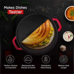 Pigeon by Stovekraft Pre-Seasoned Cast Iron Tawa 30 cm | Pre-Seasoned with 100% Vegetable Oil | Naturally Nonstick | Hig