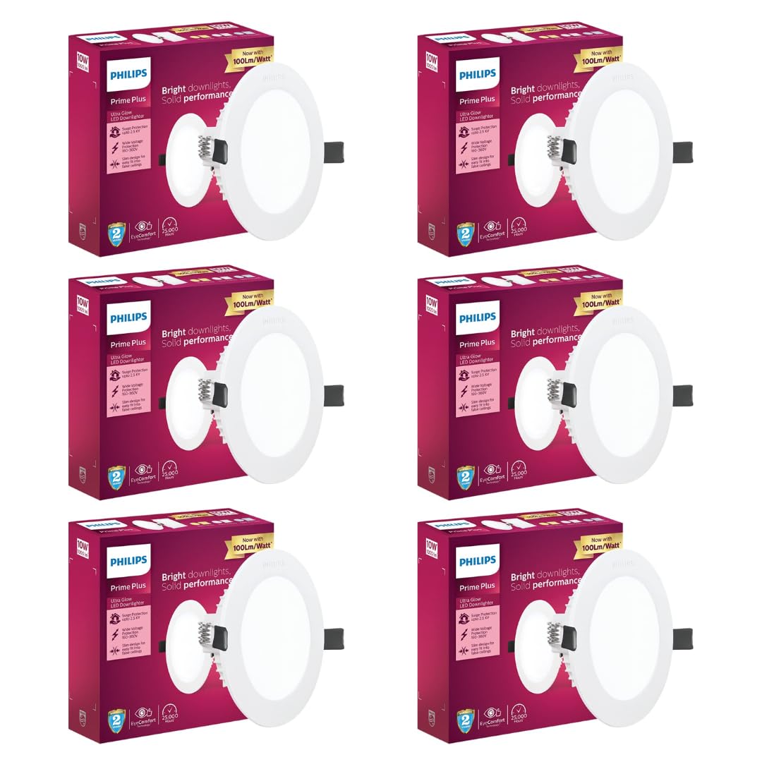 Philips 10W Round AP Plus Ultraglow LED DL (Pack of 6)