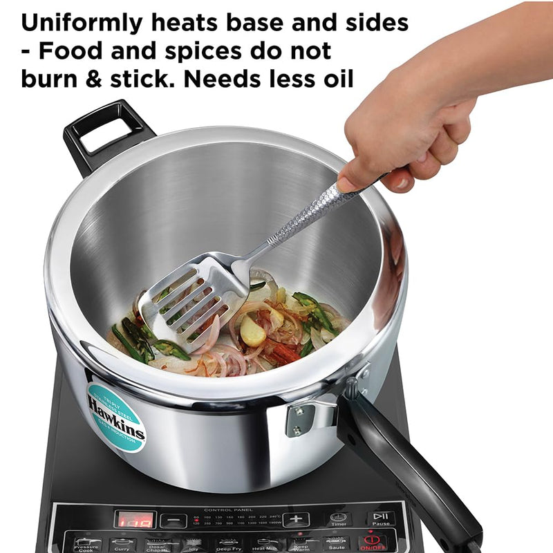 Hawkins 7 Litre Triply Stainless Steel Pressure Cooker,Wide Cooker, Inner Lid Cooker, Silver (HSST7W)
