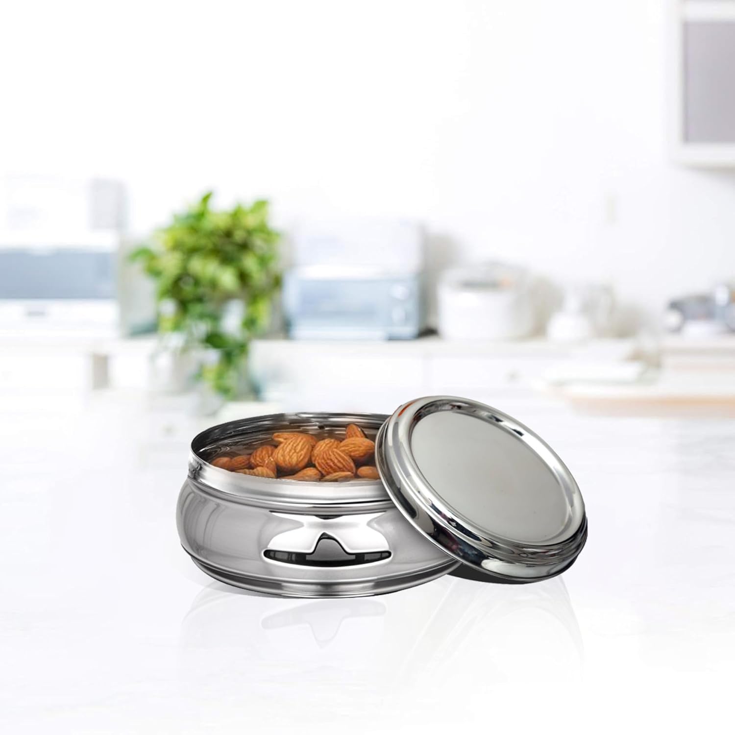 Greensify Stainless Steel Container Set– 4Piece Kitchen Dabba Set with Lids (200ml,450ml,650ml, 950ml)Flat Base Poori Dabba Set for Storage|Food Grade Steel Boxes for Kitchen,DryFruits & Everyday Use