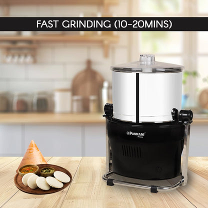 Ponmani Power Plus - 3Ltr Tilting Wet Grinder (Black, 225W Copper Motor, Fast Grinding)