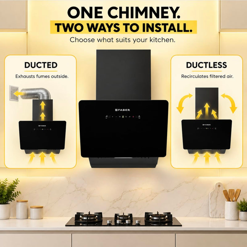 Faber Hood Trendy 60cm 1500 m³/hr BLDC Autoclean Slant Shape Chimney | Built In Oil Collector | Touch & Gesture Control 