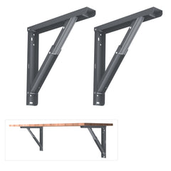 Plantex Heavy Duty 12 Inch Foldable Table Bracket/GI Steel Multipurpose Shelf Bracket/Space Saving Wall Bracket/Folding Bracket for Home & Office - Pair of 1 (Grey)-1