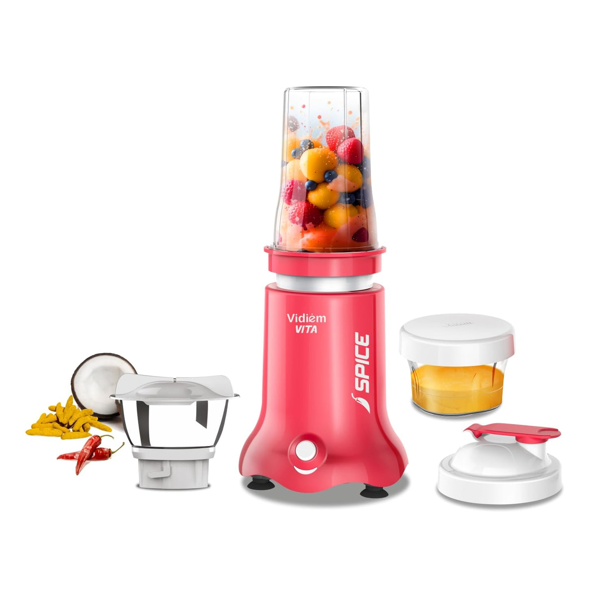 Vidiem Vita 500 W Personal Blender/Mixer/Grinder/Smoothie Maker | 22000 RPM Aria CoolTec Motor | 2 Transparent Jars (500