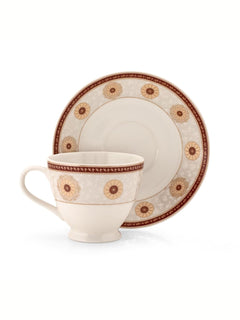 Clay Craft Fine Ceramic Cup & Saucer Set of 12-6 Cups & 6 Saucers - 180 ml Each (King Super S386)