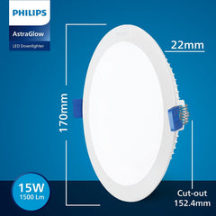 Philips Astra Glow 15-watt Round LED Downlighter (Pack of 6)