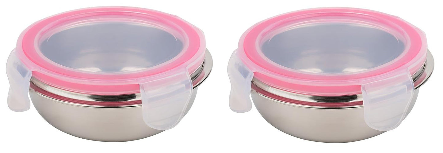 Dynore Stainless Steel Click Lock Air Tight Tiffin/Container|Chutney Sauce Bowl Set of 2
