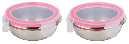 Dynore Stainless Steel Click Lock Air Tight Tiffin/Container|Chutney Sauce Bowl Set of 2