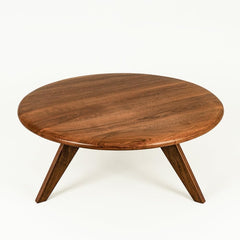 Round Sheesham Wood Coffee Table for Living Room | Solid Wood Center Table with Modern Tapered Legs | Natural W