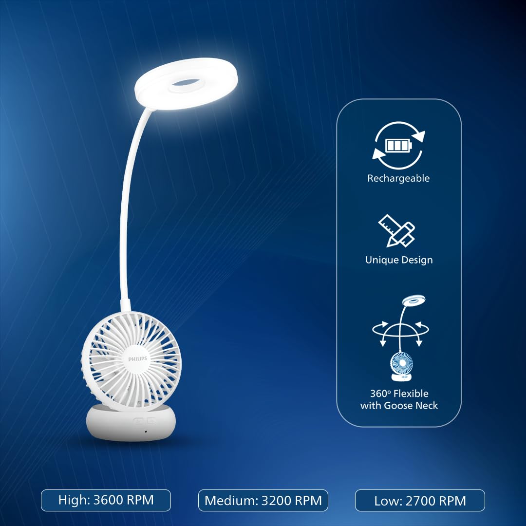Philips Anemo Rechargeable LED Table Lamp with Fan