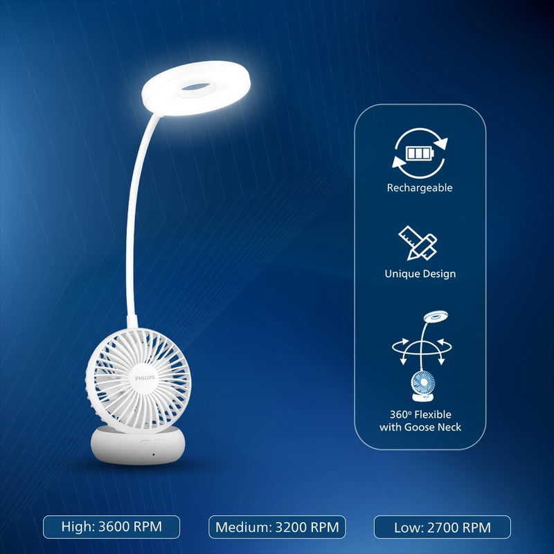 Philips Anemo Rechargeable LED Table Lamp with Fan