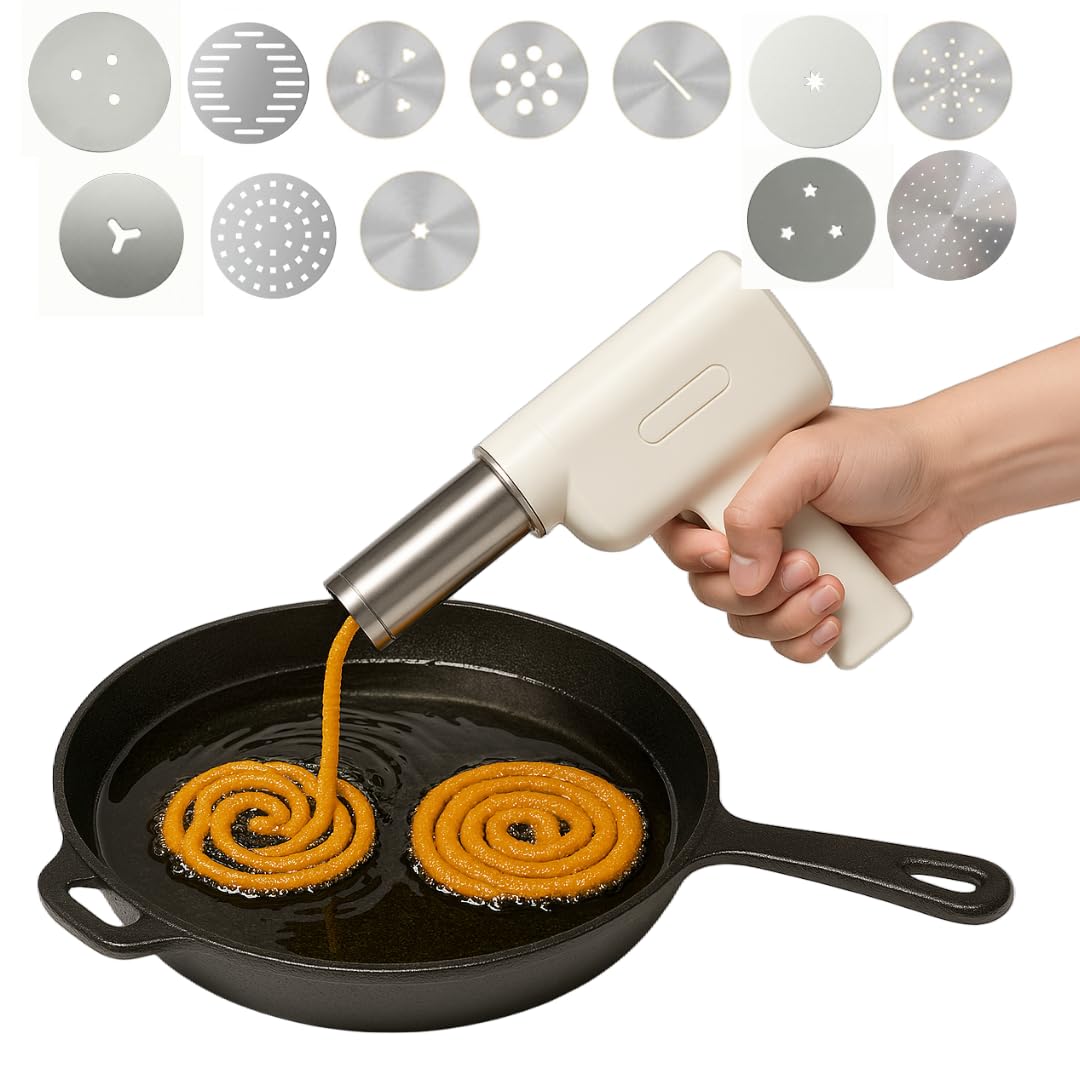 Electric 12 Molds Idiyappam Maker, Murukku Maker, Pasta Maker & Noodle Maker, 50Watts Power, 50 Times for Full Charge, Cordless (White)