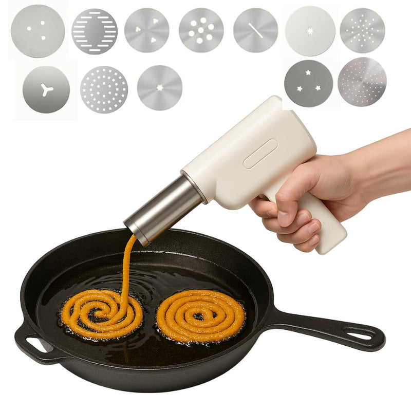 Electric 12 Molds Idiyappam Maker, Murukku Maker, Pasta Maker & Noodle Maker, 50Watts Power, 50 Times for Full Charge, Cordless (White)
