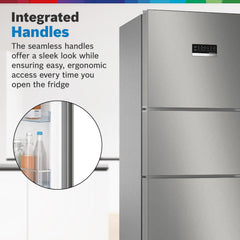Bosch MaxFlex Convert 303L 3 Star Inverter Frost Free Triple Door Refrigerator (2023 model, CMC33S03NI, 8-in-1 Convertible, UV Protected Body Shield, VitaFresh Technology, Adaptive UI, Sparkly Steel)