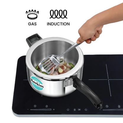 Hawkins Triply 4 Litre Classic Pressure Cooker, Triply Stainless Steel Induction Inner Lid Cooker & Tall Design, Silver (SSTCL40)