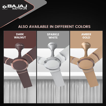 Bajaj Stylo 12S2 1200MM Ceiling Fans for Home | BEE-2 Star Rated Energy Efficient | SUPER 5TUFF TECHNOLOGY™ | SumoTuff Blades | High Air Delivery & High Speed | 5-Yr Warranty 【Dark Walnut】