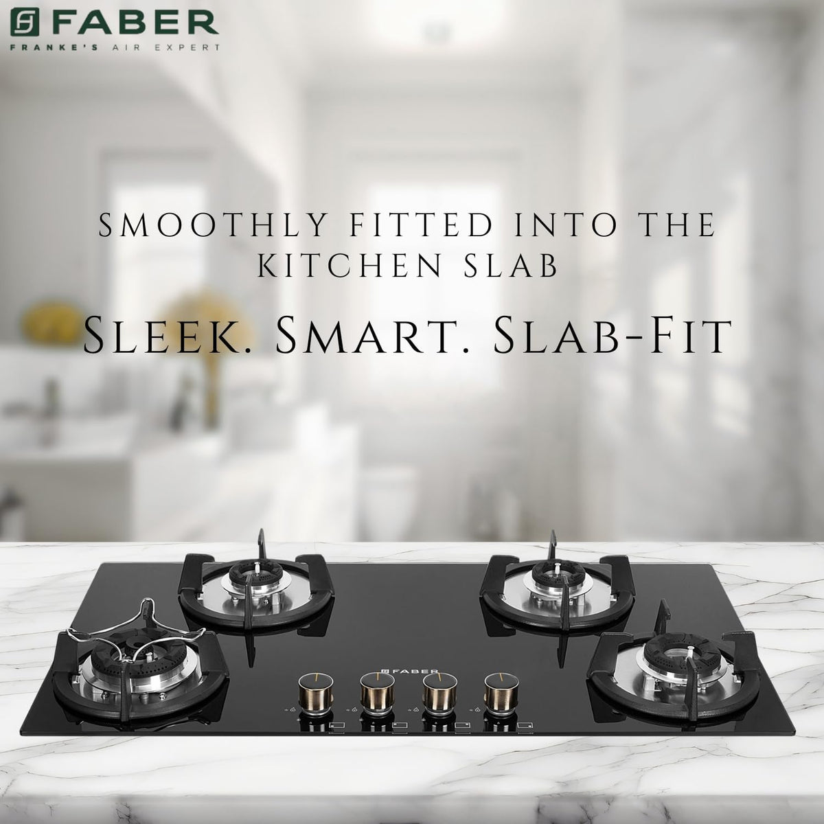 Faber Hob 90 cm 4 Burner|Auto-Ignition|Spillage Proof|Brass Burners|Metal Knobs|Pan Support|2yrs on Burner,5 Yrs Warrant