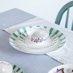 Magique by The Wishing Chair x ClayCraft : Portrait of a Rose 20-Piece Ceramic Dinner Set with Gold | Elegant Floral Plates & Bowls | Glossy Finish | Ideal for Parties & Festive Dining