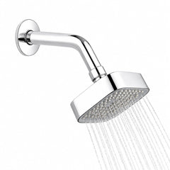 HOUZA Round Shower Head for Bathroom | 4 Inch Single Flow Overhead Shower without Arm | Adjustable Bathroom Shower with Even Water Flow & Rust Resistant | Anti-Clog Silicone Nozzles for Wall Mounting