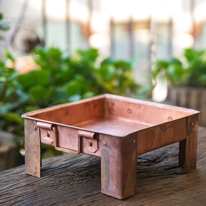 90T1 ALODIE - Havan Kund - Hawan Kund for Home Pure Copper Hawan Kund with Handle On Both Side for Yagya Havan Kund with Stand for Puja & Poojan Purpose Puja Havan Kund (6 Inches)