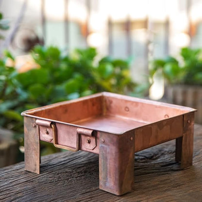 90T1 ALODIE - Havan Kund - Hawan Kund for Home Pure Copper Hawan Kund with Handle On Both Side for Yagya Havan Kund with Stand for Puja & Poojan Purpose Puja Havan Kund (6 Inches)