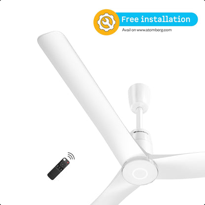 atomberg Aris Contour Smart 1200mm Voice Controlled BLDC Ceiling Fan with Remote|BEE 5 Star|Best-in-class Air Flow | Silent Operation| Designer Fan | Free Installation | 5 Year Warranty | Marble White