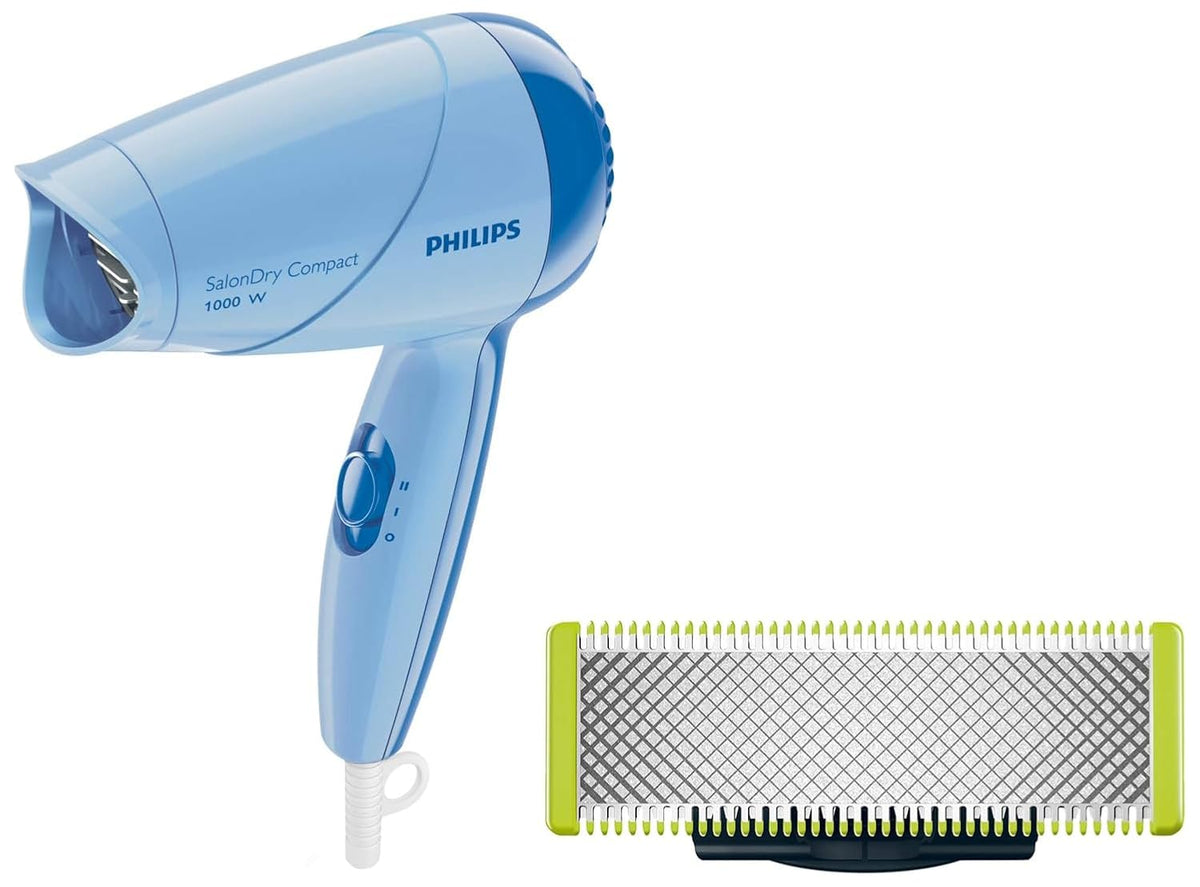 Philips Hp8100/60 Hair Dryer & Qp210/50 Oneblade Replaceable Blade (Lime),1000 Watts